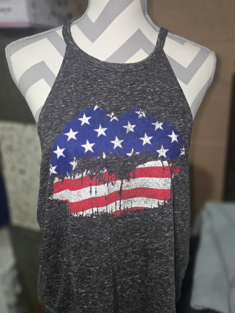 Modern Lux Charcoal Tank with American Flag Lip Graphic